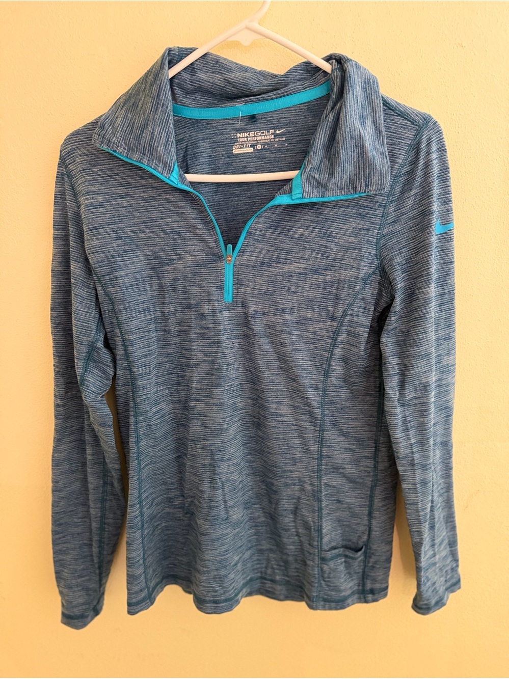 Nike Women's Heathered Blue Quarter-Zip Pullover with Teal Trim